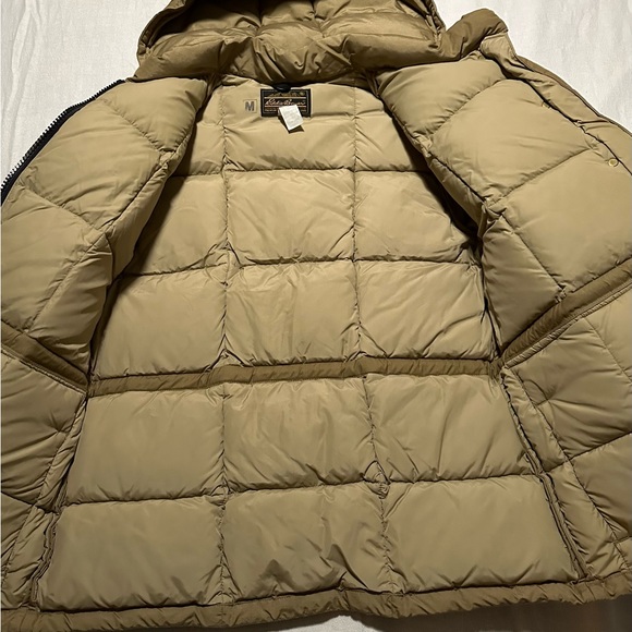 Goose down tan coat, size medium. - Picture 3 of 4